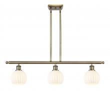  516-3I-AB-G1217-6WV - White Venetian - 3 Light - 36 inch - Antique Brass - Stem Hung - Island Light