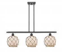  516-3I-BK-G121-8RB-LED - Farmhouse Rope - 3 Light - 36 inch - Matte Black - Cord hung - Island Light