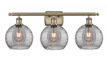  516-3W-AB-G1213-8SM - Athens Deco Swirl - 3 Light - 28 inch - Antique Brass - Bath Vanity Light