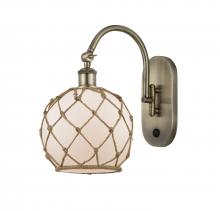  518-1W-AB-G121-8RB-LED - Farmhouse Rope - 1 Light - 8 inch - Antique Brass - Sconce