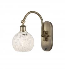  518-1W-AB-G1216-6WM - White Mouchette - 1 Light - 6 inch - Antique Brass - Sconce