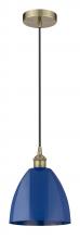  616-1P-AB-MBD-9-BL-LED - Plymouth - 1 Light - 9 inch - Antique Brass - Cord hung - Mini Pendant