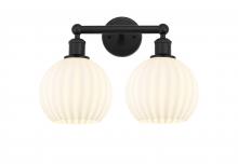  616-2W-BK-G1217-8WV - White Venetian - 2 Light - 17 inch - Matte Black - Bath Vanity Light