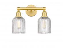  616-2W-SG-G559-5CL - Bridal Veil - 2 Light - 14 inch - Satin Gold - Bath Vanity Light