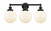  616-3W-BK-G201-8 - Beacon - 3 Light - 26 inch - Matte Black - Bath Vanity Light