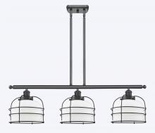  916-3I-BK-G71-CE - Bell Cage - 3 Light - 36 inch - Matte Black - Stem Hung - Island Light