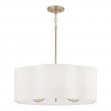  356461MA - 6-Light Pendant in Matte Brass with White Fabric Shade