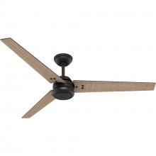  52979 - Hunter 60 inch Cassius ENERGY STAR® Matte Black Damp Rated Ceiling Fan and Wall Control