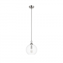  48060 - Hunter High Oaks Brushed Nickel with Clear Seeded Glass 1 Light Pendant Ceiling Light Fixture