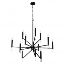  45230 - Hunter Sunjai Matte Black 12 Light Extra Large Chandelier Ceiling Light Fixture