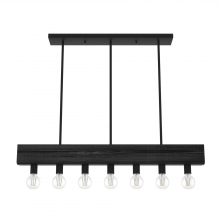 Hunter 19057 - Hunter Donelson Natural Black Iron and Dark Ash 7 Light Chandelier Ceiling Light Fixture