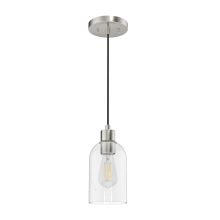  19200 - Hunter Lochemeade Brushed Nickel with Clear Seeded Glass 1 Light Pendant Ceiling Light Fixture