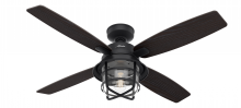  50391 - Hunter 52 inch Port Royale Natural Black Iron Damp Rated Ceiling Fan with LED Light Kit