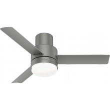  51475 - Hunter 44 inch Gilmour Matte Silver Low Profile Damp Rated Ceiling Fan with LED Light Kit