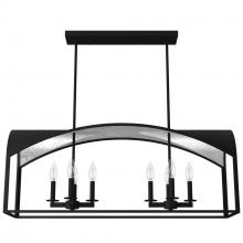  19732 - Hunter Dukestown Natural Black Iron and Silver Leaf 8 Light Large Chandelier Ceiling Light Fixture