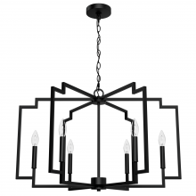  45242 - Hunter Zoanne Matte Black 6 Light Large Chandelier Ceiling Light Fixture