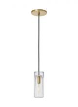  SLPD277CNB-L - Sean Lavin Horizon 1-light dimmable small accent pendant with natural brass finish and glass shade