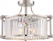  60/5763 - Krys- 3 Light Crystal Accent Semi Flush Mount - Polished Nickel Finish