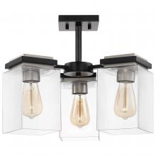  60/7658 - Crossroads; 3 Light Semi-Flush Fixture; Matte Black with Clear Glass