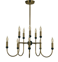  4795 AB/MBLACK - 10-Light Antique Brass/Matte Black Nicole Chandelier