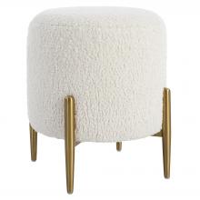  23821 - Arles White Shearling Brass Ottoman