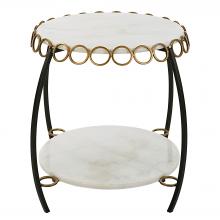  22974 - Chainlink White Marble Side Table