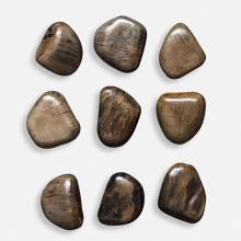  04323 - Pebbles Walnut Wood Wall Décor, S/9