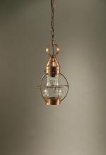  2722-AC-MED-CSG - Caged Pear Hanging Antique Copper Medium Base Socket Clear Seedy Glass