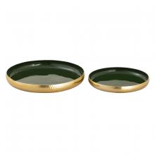  H0897-9781/S2 - Nelson Tray - Set of 2 Dark Green Enamel (2 pack)